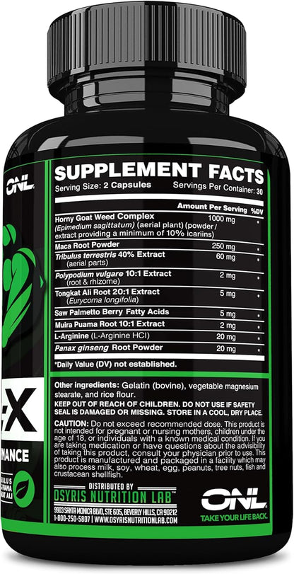 Testosterone Booster Supplement for Men - Goril X Workout Male Enhancing Pills 1000mg - Increase Size, Strength & Energy - with Horny Goat Weed, Tongkat Ali & Tribulus Terrestris - 60 Capsules (2pk)