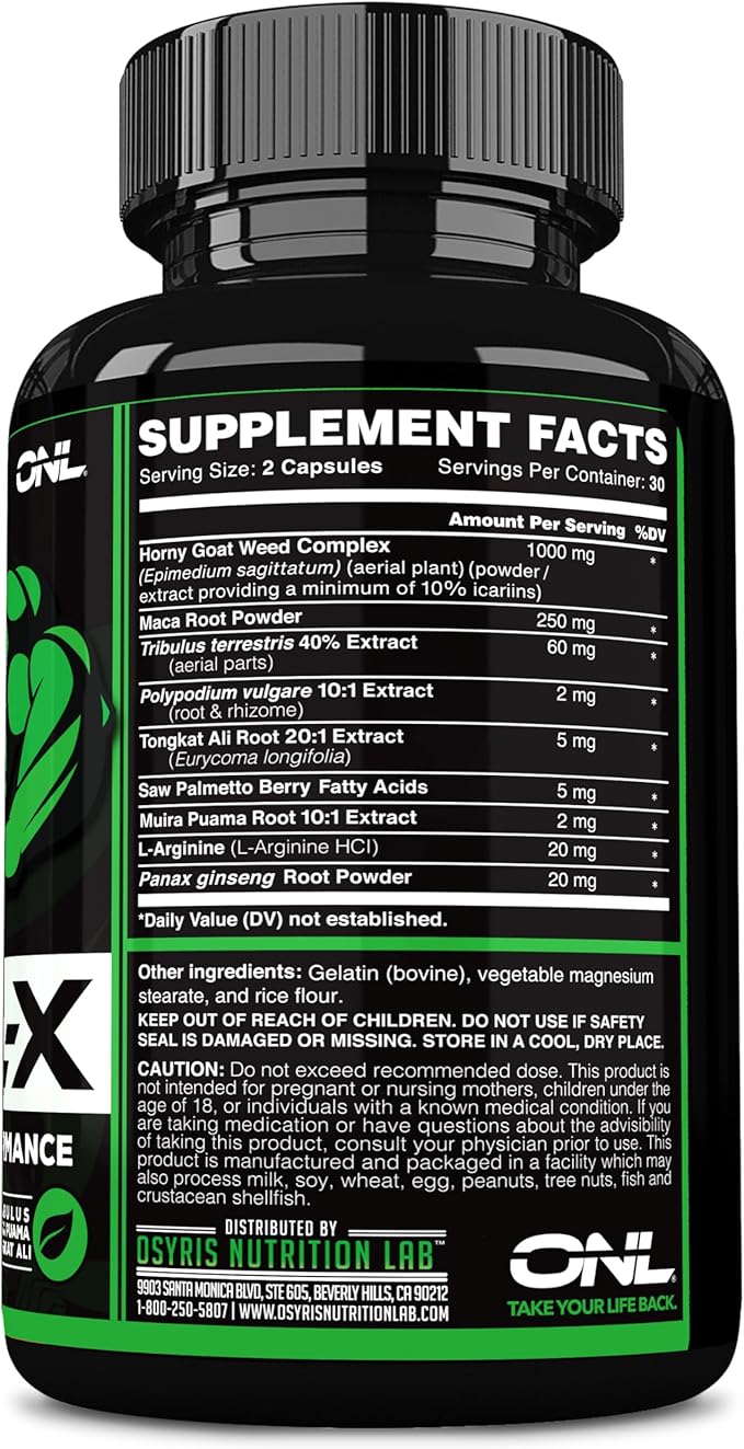 GORIL-X Testosterone Booster for Men - Workout Testosterone Supplement - Increase Size, Strength & Energy - 1000mg Male Enhancing Horny Goat Weed - Maca Root, Tongkat Ali & Tribulus Terrestris 60 Caps