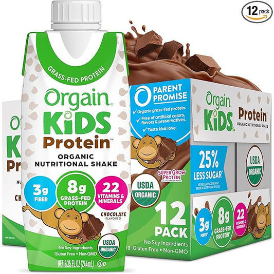 Orgain Organic Kids Protein Nutritional Shake, Chocolate - 8g of Protein, 22 Vitamins & Minerals