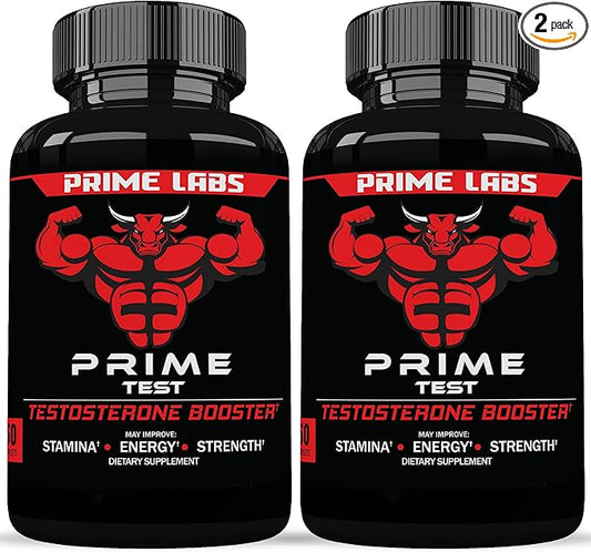 Prime Labs Testosterone Supplement for Men (2-Pack) - Stamina, Endurance, Energy, & Strength