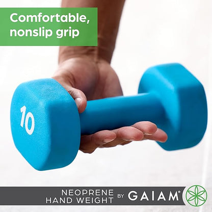 Gaiam Dumbbell Hand Weight (Sold in Singles) - Neoprene Coated Exercise & Fitness Dumbbell for Home Gym Equipment Workouts Strength Training Free Weights for Women, Men