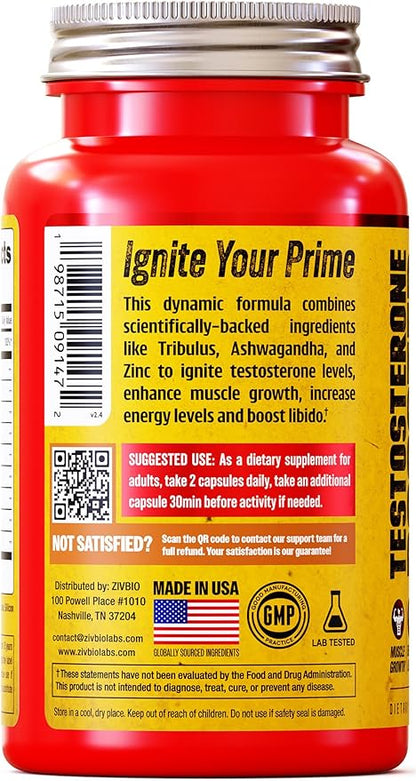 Testosterone Booster Supplement for Men - Ashwagandha, Tongkat Ali, DIM, Zinc, Tribulus & More - Workout, Muscle Builder, Energy, Libido, Strength - Male Enhancing Total Test Boost Pills - 30 Servings