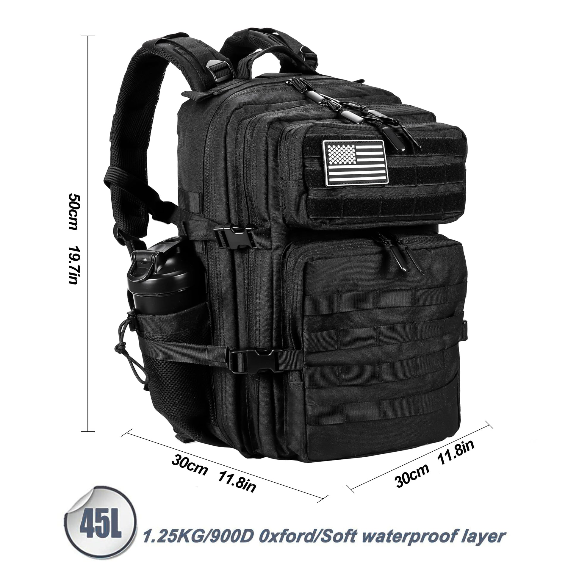 LHI Military Tactical Backpack for Men and Women 45L Army 3 Days Assault Pack Bag Large Rucksack
