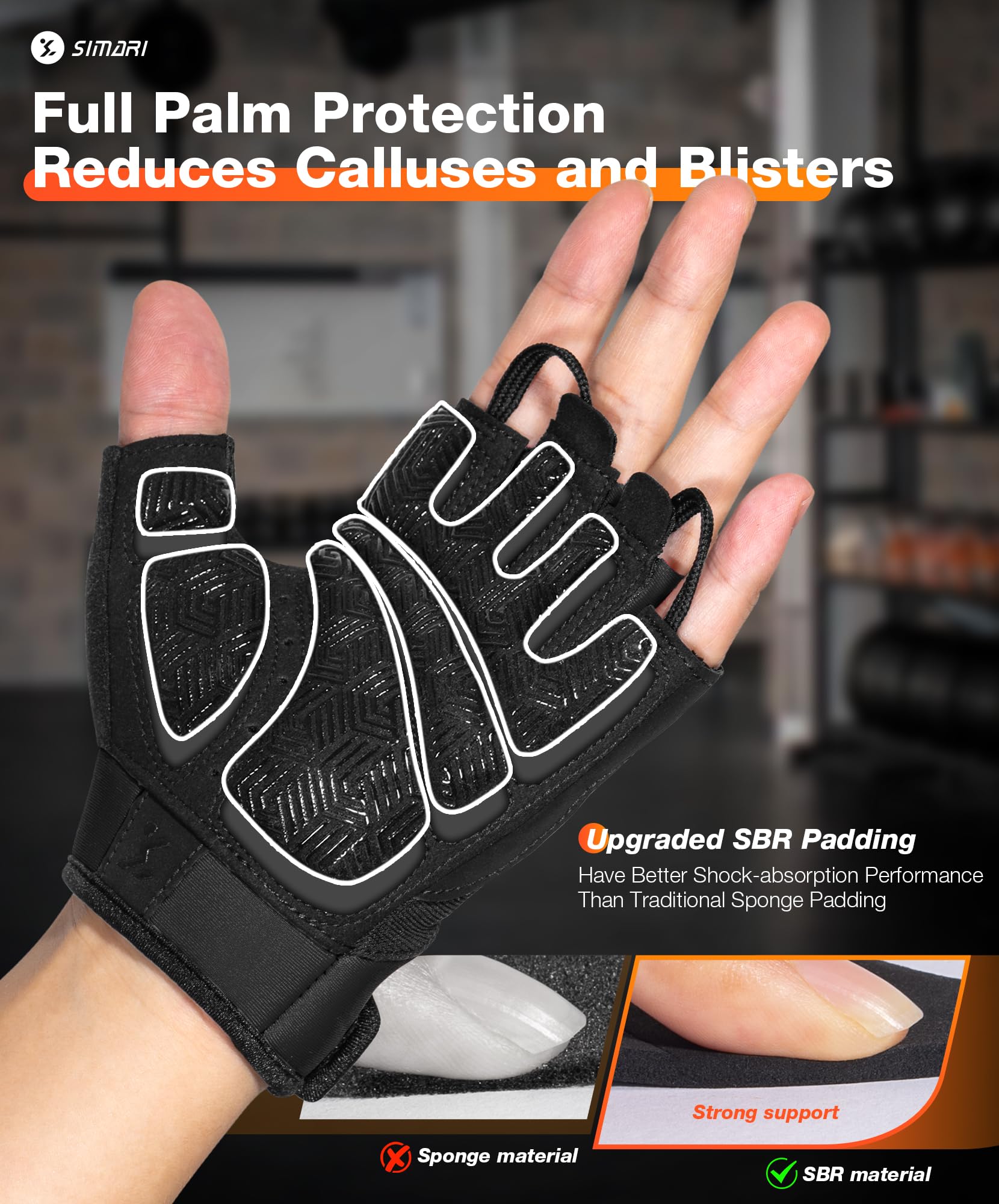 SIMARI Breathable Workout Gloves for Men & Women, Weight Lifting Gloves with Padded, Grip, Full