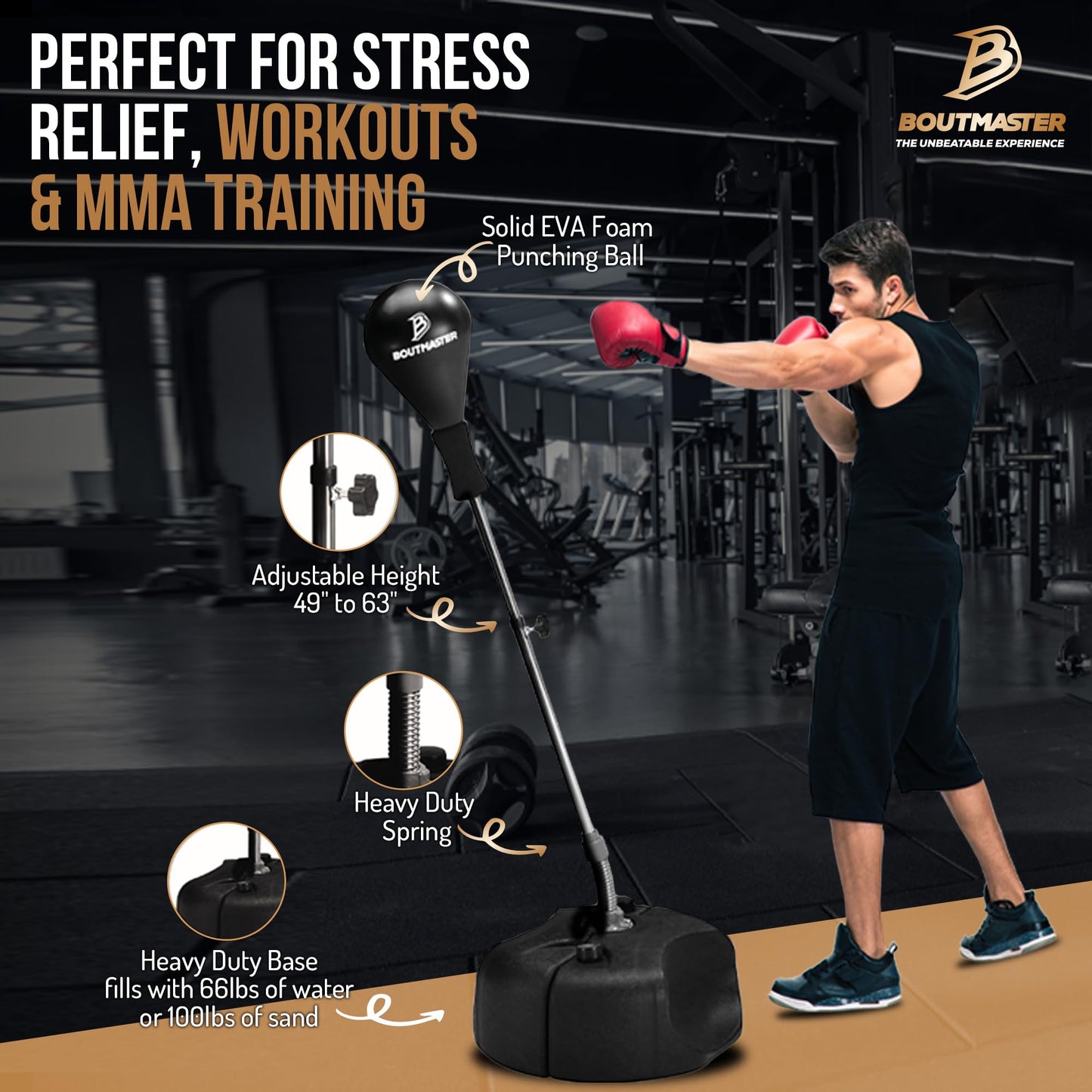 Tech Tools Punching Bag with Stand Adjustable Boxing Speed Bag Teens Adults