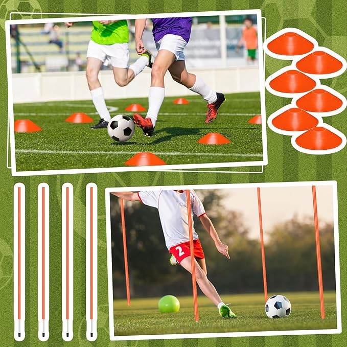 Agility Training Equipment Soccer Speed Training Includes 4 Adjustable Soccer Agility Poles 4 Agility Hurdles 6 Soccer Cones for Youth Adults Athletes Football Soccer Training