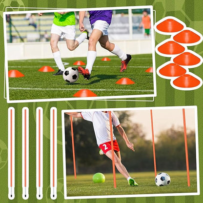 Agility Training Equipment Soccer Speed Training Includes 4 Adjustable Soccer Agility Poles 4 Agility Hurdles 6 Soccer Cones for Youth Adults Athletes Football Soccer Training