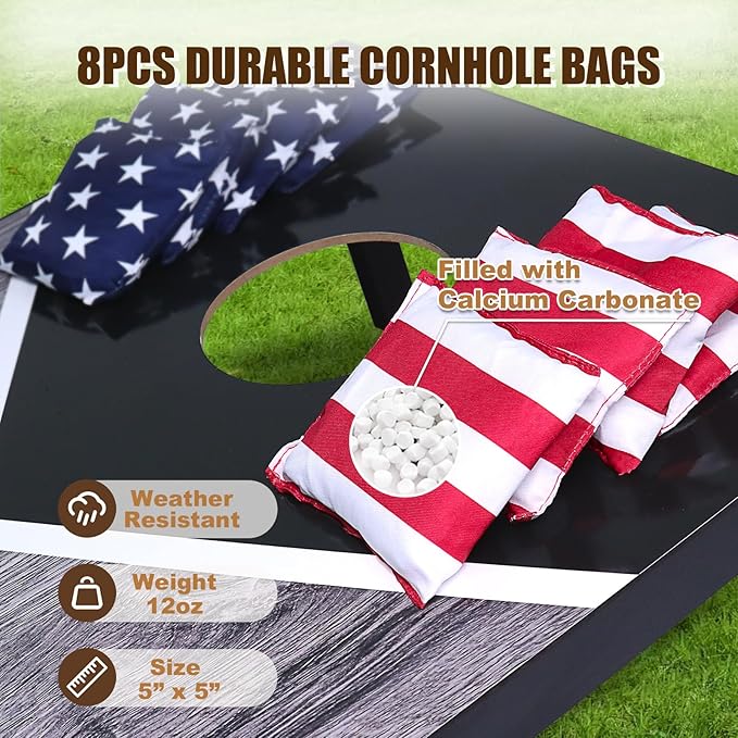 2’x3’ Cornhole Boards Set, Cornhole Outdoor Game Set - Corn Hole Toss Boards Set with 8 Cornhole Bags and 2 Cornhole Boards, Cornhole Sets for Adults Lawn Outside Backyard Games