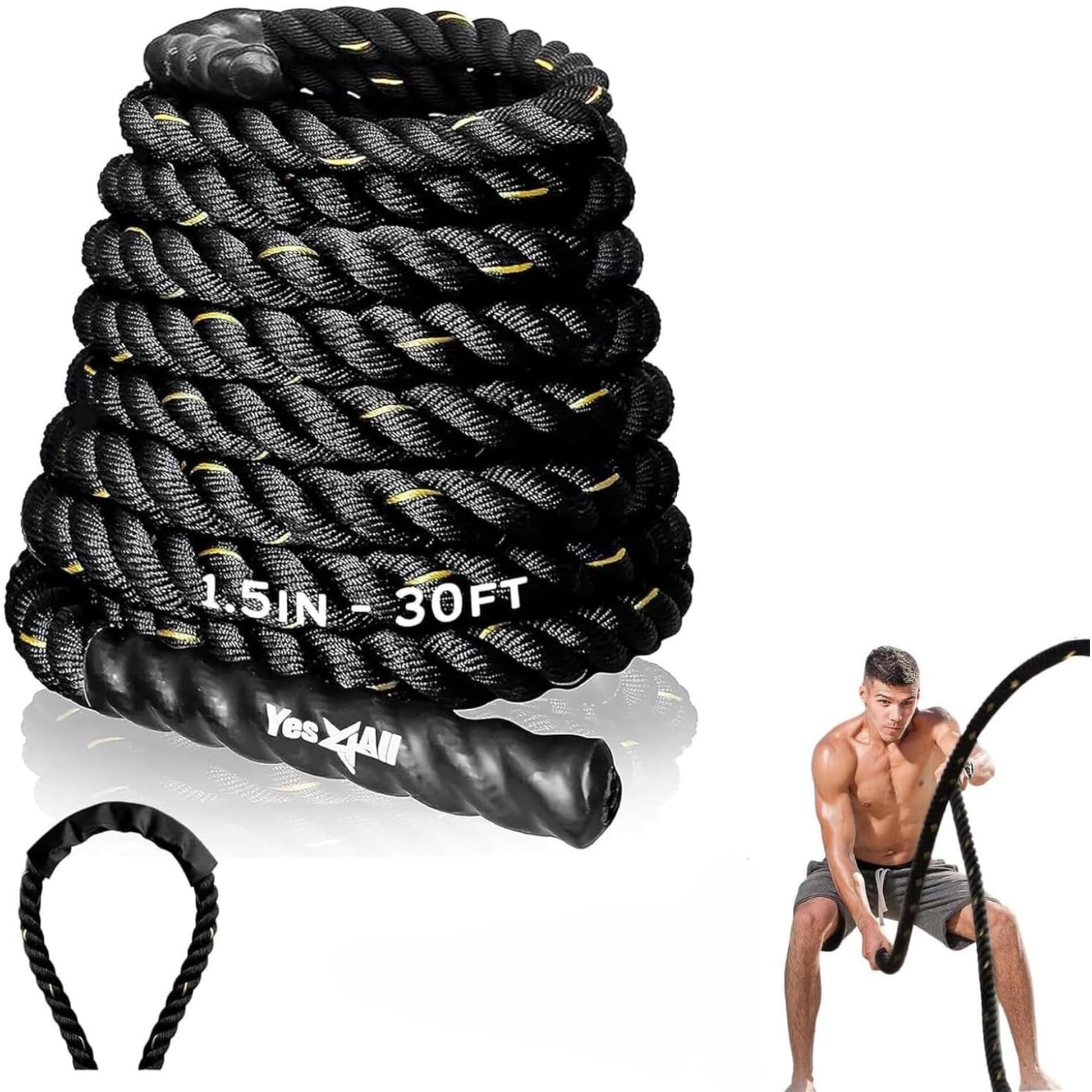 Yes4All Battle Rope No Cover 1.5in - 30ft