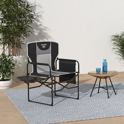 SUNNYFEEL Oversized Camping Directors Chair 2 Pack, Portable Folding Lawn Chairs for Adults Heavy Duty with Side Table,Pocket for Beach, Fishing,Picnic,Concert Outdoor, Foldable Camp Chairs