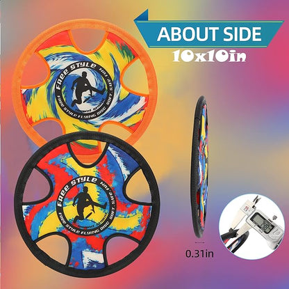 Outdoor Two Soft Frisbee Throwing Disc, Flying Disc, Flying Saucer for Man and Woman in Yard, Beach, Lawn, Camping, Pool (Hurricane+ Inkjet)