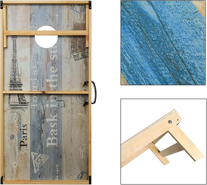 Solid Wood Premium Corn Hole Outdoor Game Set, 2 Regulation and Waterproof Cornhole Game Boards, with 8 Toss Bags, Perfect for Outdoor Indoor