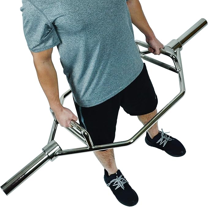 Sunny Health & Fitness Strength Training Olympic Hex Bar Barbell, High Load Capacity, Swivel Handles, Safety Clips, Knurled Handles for Deadlifts, Shoulder Presses, Shrugs, Back Rows, Weightlifting