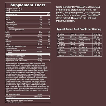 Vegan Sport Protein Powder Chocolate 20 servings ??30g Plant Based Protein, VELOSITOL, BCAAs, Organic Greens & Fruits, Probiotics, Tart Cherry for Post Workout Recovery, Inform Sports Certified Keto