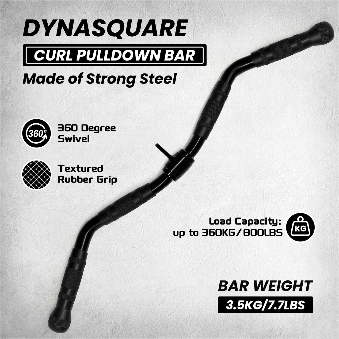 DYNASQUARE LAT Pulldown Attachments Combo, Curl Pulldown Bar with 360° Rotation, Fits Most Gym