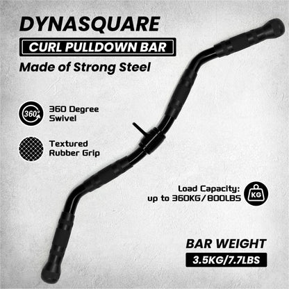 DYNASQUARE LAT Pulldown Attachments Combo, Curl Pulldown Bar with 360° Rotation, Fits Most Gym