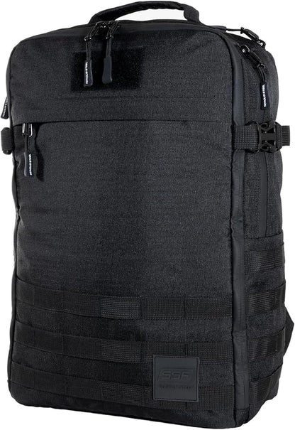 SERIOUS STEEL FITNESS Gym Bag, Rip-Resistant Fabric, Heavy Duty (Black, Backpack (Pro-Mini (26L) with Dividers))