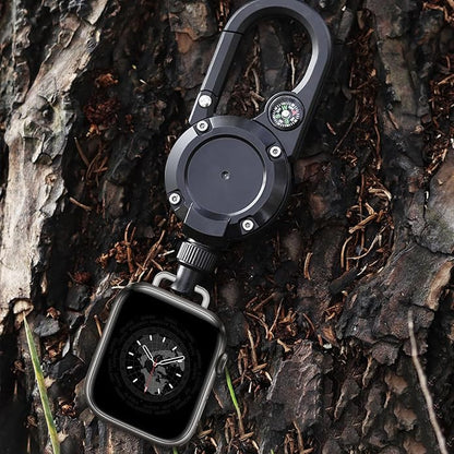 Badge Holder Retractable Clip Compatible with Apple Watch Band Series 10, Ultra 2, SE, 8 7 6 5 4 3 2 1 38mm 40mm 41mm 42mm 44mm 45mm 49mm, Stretchable Badge Reel Clip for iwatch Series 9