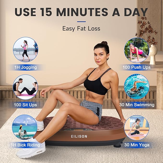 EILISON FitMaxx 3D XL Vibration Plate Exercise Machine - Whole Body Workout Vibration Platform w/Loop Bands - Lymphatic Drainage Machine for Weight Loss, Shaping, Wellness, Recovery