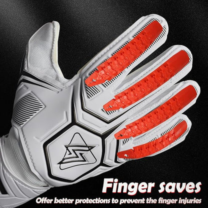 Sportout Goalie Gloves, Goalkeeper Gloves with Finger Protection, Breathable Soccer Goalie Gloves, 4mm Latex, for Kids Youth and Adult