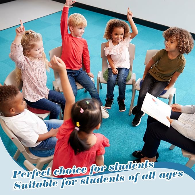 Libima 4 Pcs Wiggle Seat Inflated Wobble Cushion for Sensory Kid 13 Inches Balance Disc Flexible Seating for Classroom Sensory Pad for Chair Wiggle Cushion with Needle Pump