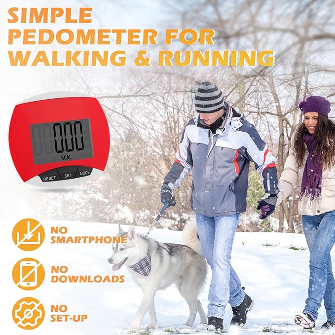 9 Pcs Simple Pedometers Bulk for Walking Steps and Miles Walking Step Counters with Calories Burned Portable Clip Step Tracker for Seniors Man Women Jogging Hiking Running