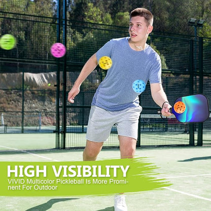 Navona 12 Pack Premium 40-Holes Colorful Outdoor Pickleball Balls, Meet USAPA Official Requirement, Perfectly Balanced, High Bounce True Flight, Durable Outdoor Pickleball Set