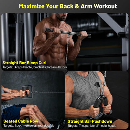 Toosci Cable Machine Attachment Set 7-Piece LAT Pulldown Tricep Rope