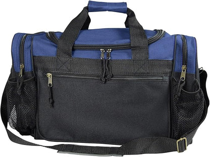 DALIX 17" Duffle Bag Dual Front Mesh Pockets (Black Gold Gray Dark Green Navy Blue Maroon Royal Blue Orange Pink Purple Red White