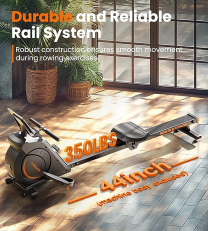 YOSUDA Magnetic/Water Rowing Machine for Home - Rower Machine Use with Bluetooth, App Supported, Rowing Machine for Taller Power Athletes, Comfortable Seat Cushion