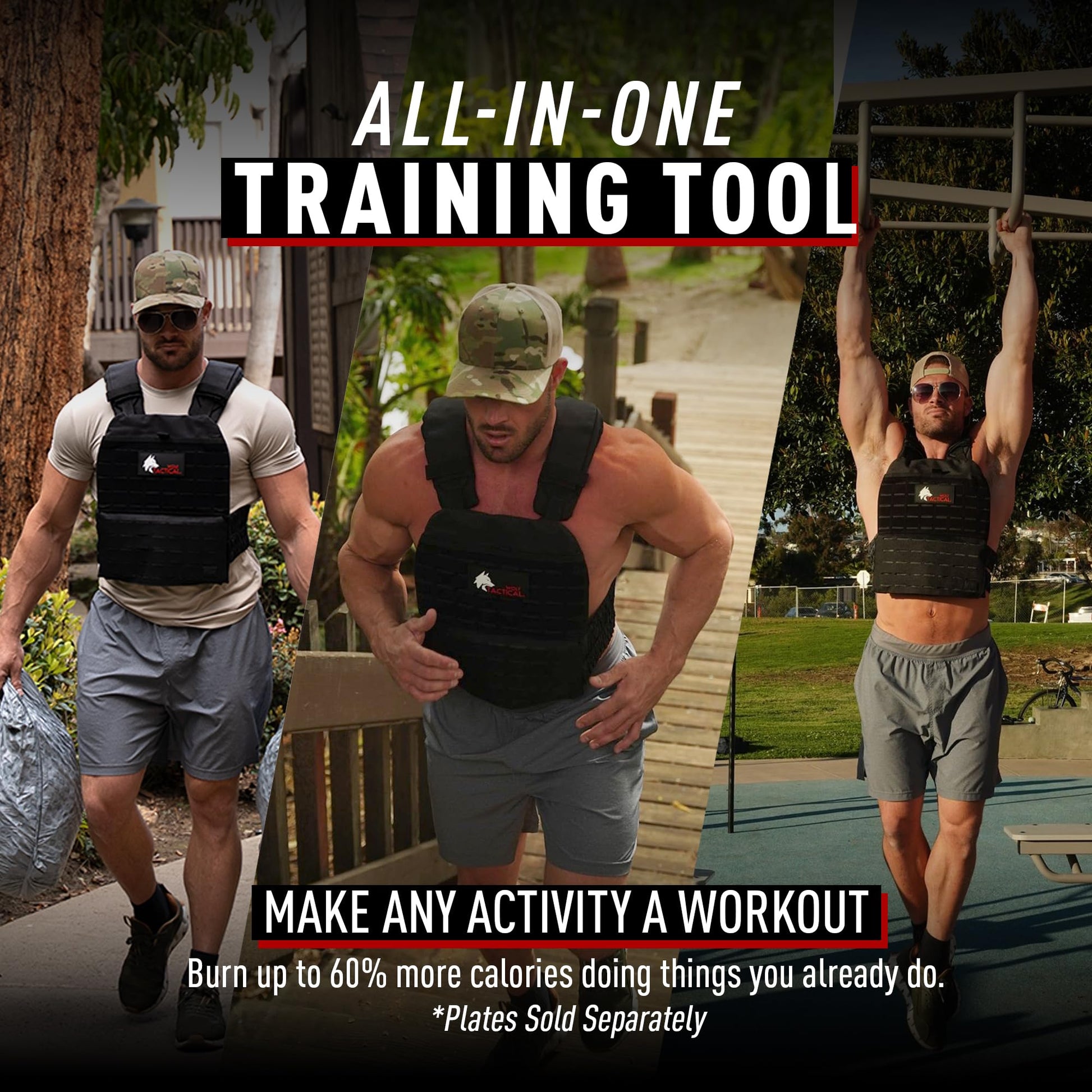 Wolf Tactical Adjustable Weighted Vest for Men & Women - Rucking, Workout, Running, Walking &