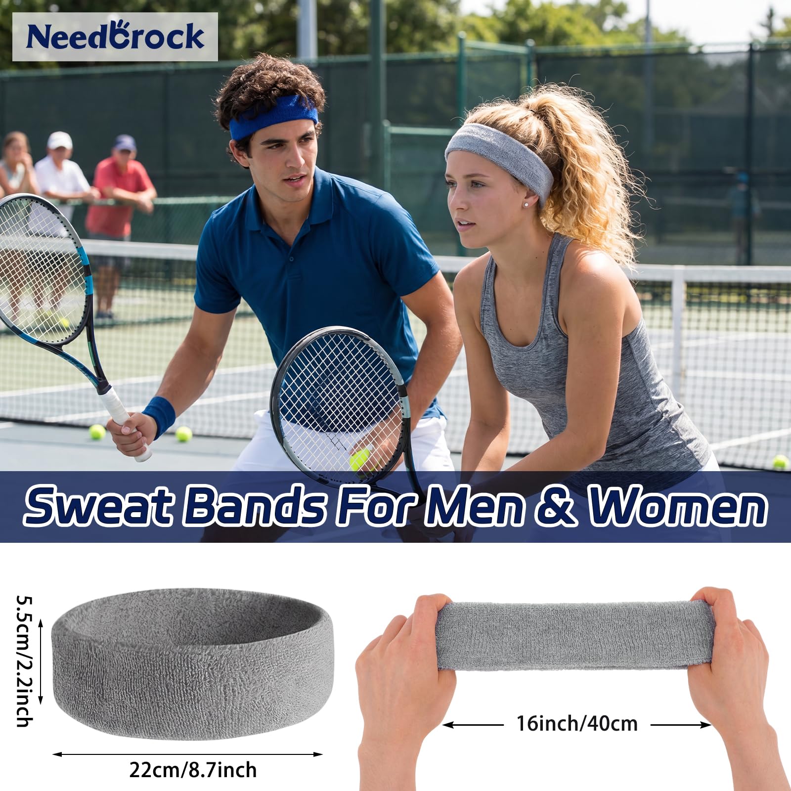 5 Pcs Sweatbands Sports Headband for Men & Women, Moisture Wicking Hairband