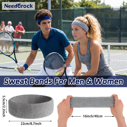 5 Pcs Sweatbands Sports Headband for Men & Women, Moisture Wicking Hairband