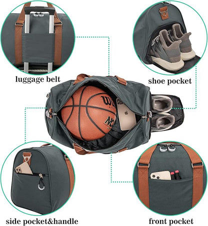 Kuston Sports Gym Bag with Shoe Compartment&Wet Pocket,Travel Duffel bag,Weekend Bag,Workout Bag Suitable for Men and Women