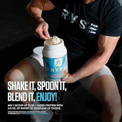 RYSE Loaded Protein Powder - Little Debbie Cosmic Brownie - 25g Whey Protein Isolate & Concentrate with Prebiotic Fiber & MCTs - Low Carb, Low Sugar, Digestive-Friendly - 27 Servings / 2 lb Tub