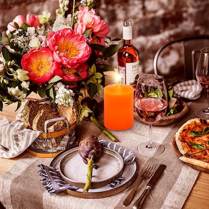 4 Packs Dripless Orange Pillar Candles 2x3 Inch Unscented 24 Hour Fall Harvest Cylinder Candles for Thanksgiving Day Dinner Tables, Wedding, Party, Home Decor