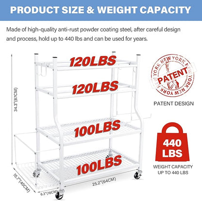 Dumbbell Rack, Yoga Mat Storage Rack - Weight Rack for Dumbbells, Home Gym Storage Rack for Yoga Mat, Dumbbells and Kettlebells, All in One Workout Equipment Storage with Caster Wheels