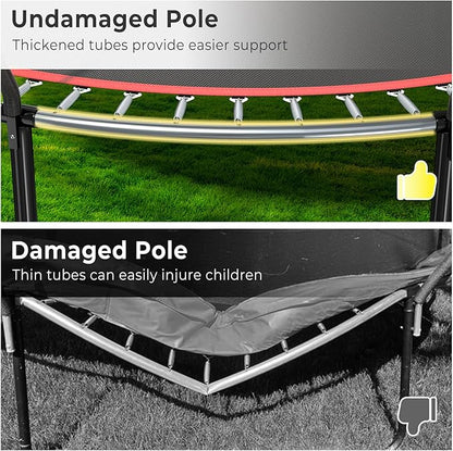 12 14 15 16FT Trampoline Outdoor with Basketball Hoop, Trampoline with Lights for Kids and Adults, Recreational Trampolin with Sprinkler, Stakes