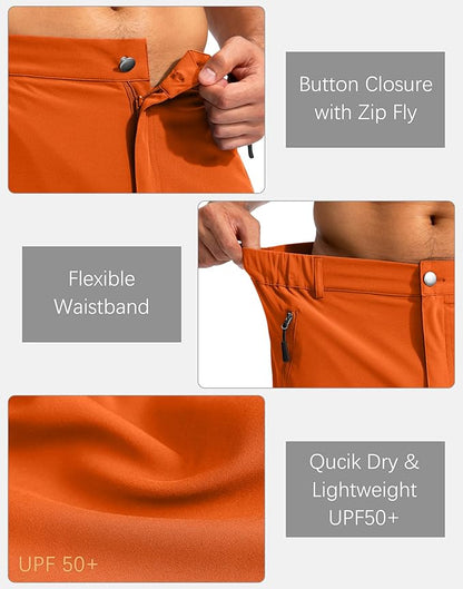 Pudolla Men's Hiking Cargo Shorts 9" Lightweight Outdoor Work Shorts for Men Travel Golf Camping Casual with 5 Zipper Pockets