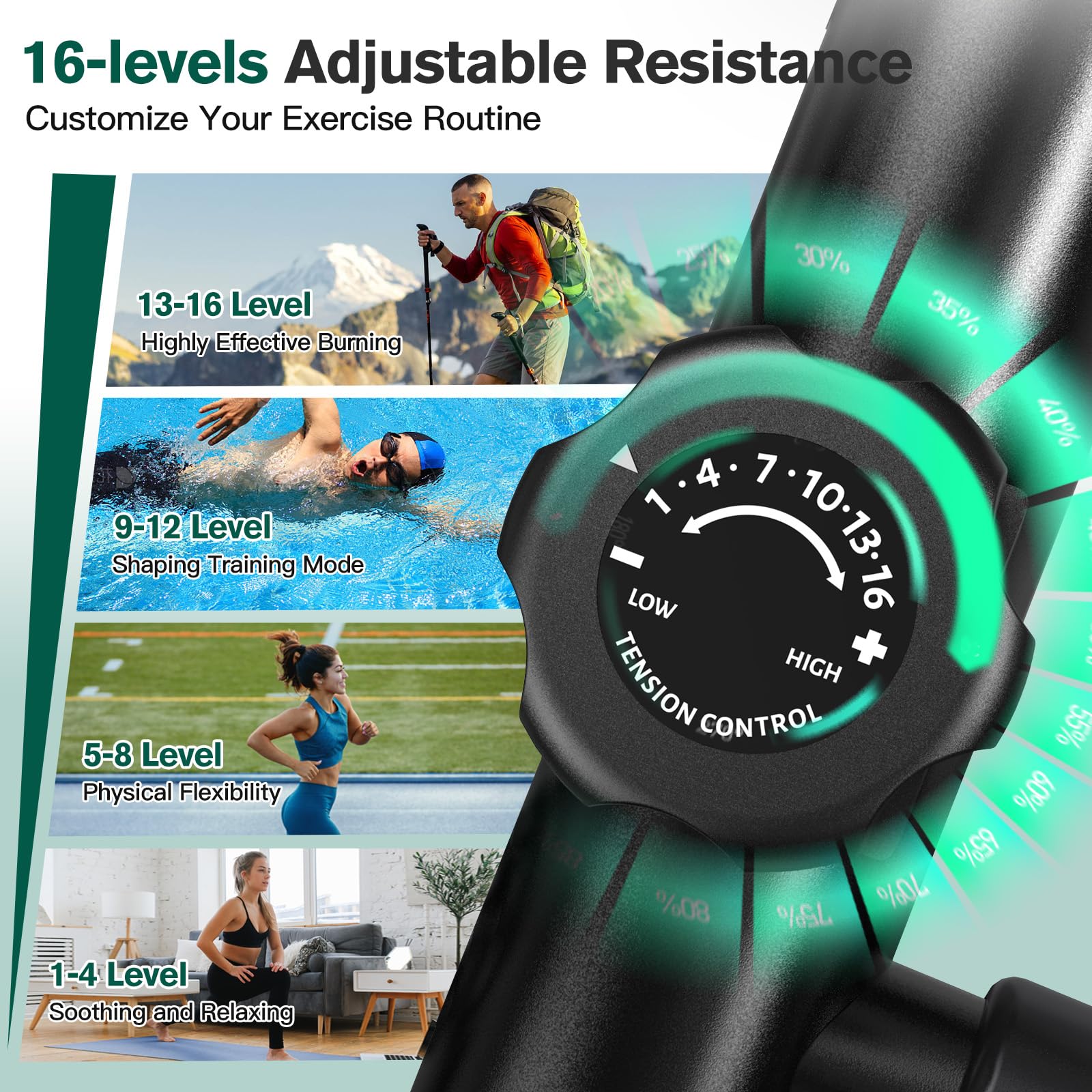 pooboo Elliptical Machine, Elliptical Exercise Machine with 16-Level Resistance&Hyper-Quiet