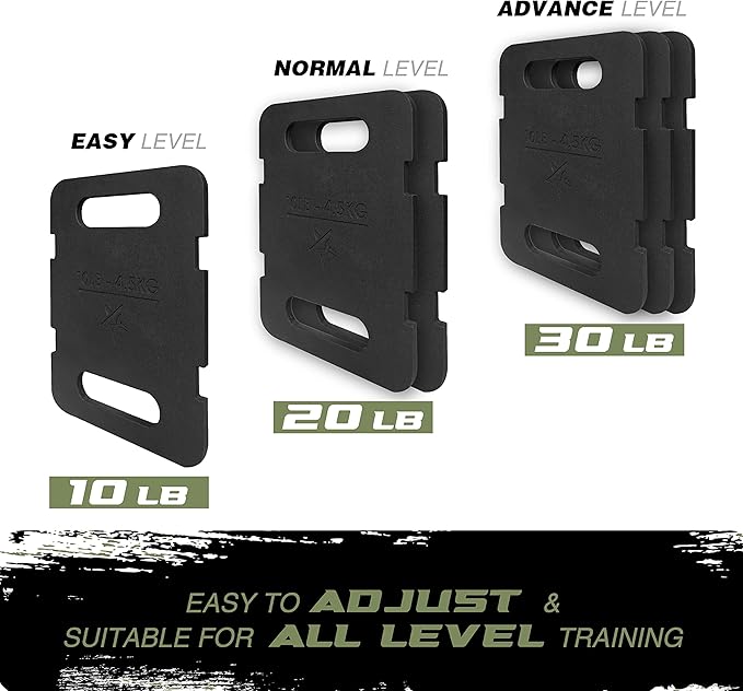Yes4All Adjustable Ruck Weight with Straps for Rucking, Swings, Squat & Strength Training - Multiple Weights: 10LB to 40LB