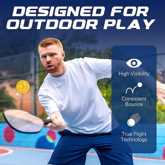 EP American Outdoor Pickleballs USAPA Approved | Made in USA with Durable Design | Tournament-Ready, High Performance | 40 Precision Holes for Balanced Flight, Consistent Spin