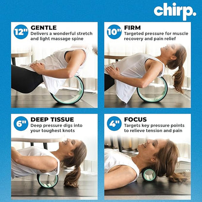 Chirp Wheel Foam Roller ??Targeted Back & Neck Relief, Lumbar Spine Stretcher, Spinal Decompression Back Stretcher, Massage Roller with Density Foam for Physical Therapy, Supports 500lbs, 4-Pack Mint