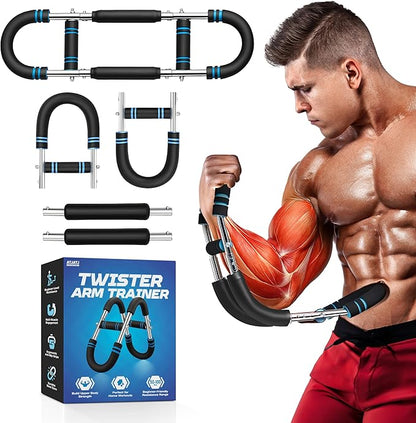 3-Level (50–100lbs) Twister Arm Trainer, Adjustable Chest & Bicep Workout Equipment for Men, Detachable Home Gym Shoulders and Forearms Muscle Training Fitness with Steel Frame & Ergonomic Handles