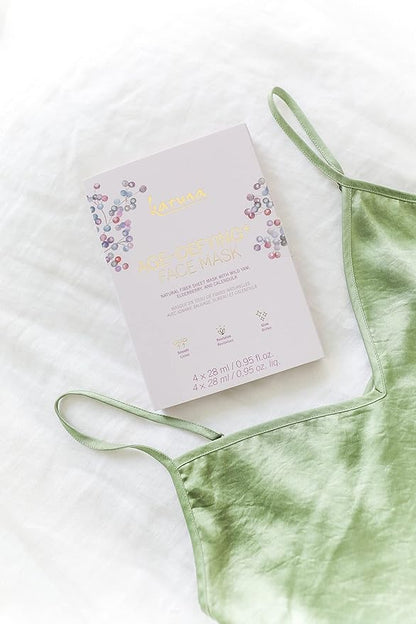 Karuna Skin - Age-Defying+ Face Masks for Dry, Mature Skin, Rejuvenating & Nourishing Sheet Masks Skincare Essential, Facial Mask with Elderberry, Calendula & Wild Yam, 4 Sheets per Pack