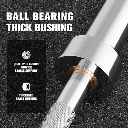 RITFIT Olympic Barbell 4ft/4.8ft/6ft - 2 Inch Weight Bar for Strength Training, Weightlifting, Squat, Deadlift, Bench Press, Curl, Overhead Press - 350lbs/500lbs Capacity