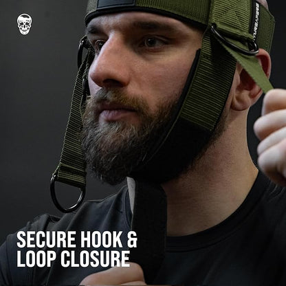 Gymreapers Neck Harness Weight Lifting - Neck Trainer Workout Equipment - Heavy Duty Stainless Steel Chain, Adjustable Neoprene Head Strap, Exercise Equipment for Strength & Pain Relief