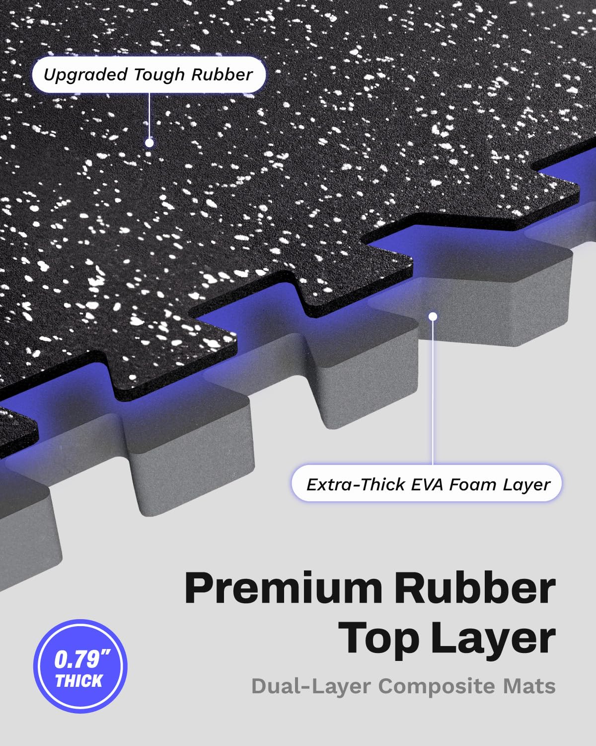 AIRHOP 0.79in Thick 48 Sq Ft Exercise Equipment Mats, 12 Tiles Upgraded Rubber Top with High