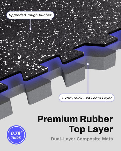 AIRHOP 0.79in Thick 48 Sq Ft Exercise Equipment Mats, 12 Tiles Upgraded Rubber Top with High