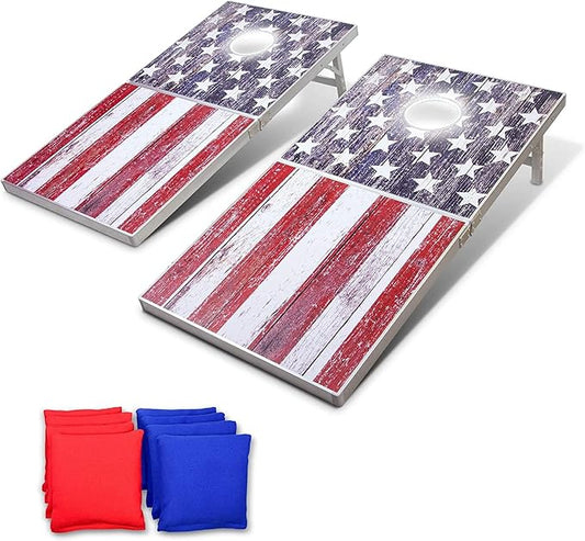 GoSports 4 x 2 ft Aluminum Cornhole Game Sets – Choose LED Lights or Standard - Set Includes 2